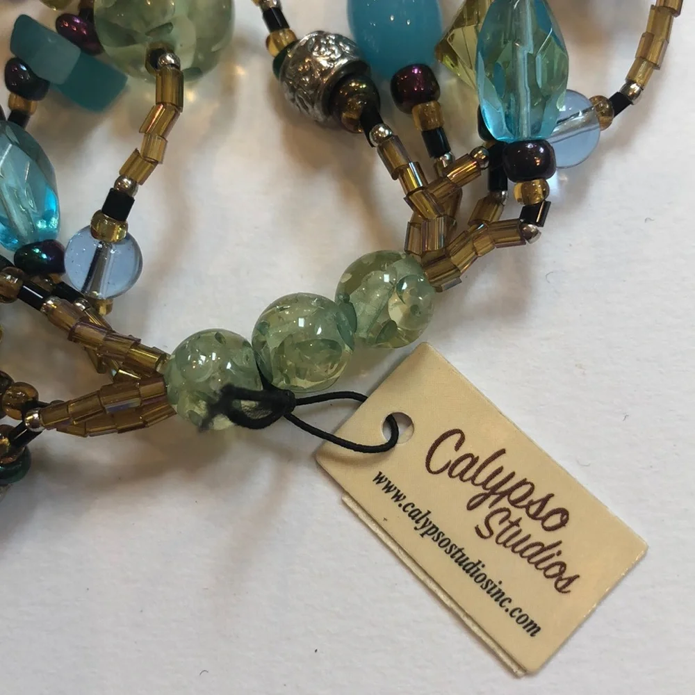 Calypso Studios bracelet beaded multi color 5 strand elastic stretchy Y2K